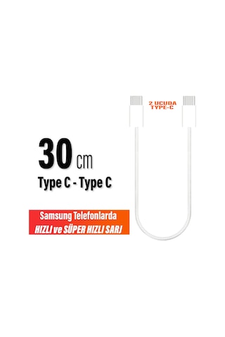 30cm Typec Şarj Kablosu 60w Hızlı Type-c Girişli Samsung Telefon Uyumlu Typec To Typec