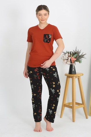 Akbeniz Kadın Kısa Kol Pamuk Penye Pijama Takım Kremit 4214-kremit Kremit