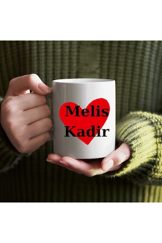 Kişiye Özel İsimli Çift Taraflı Baskılı Aşk Temalı Kupa Bardak - Sevgiliye Hediye Beyaz