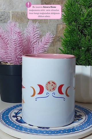 Tek Göz Manifest Tasarım Pembe Porselen Kupa Bardak Pembe