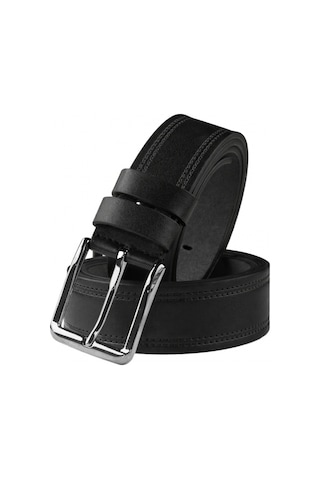 Deepsea Erkek Siyah 4 Cm Eninde Yanları Dikiş Nakışlı Mat Suni Deri Kemer 2402611 False