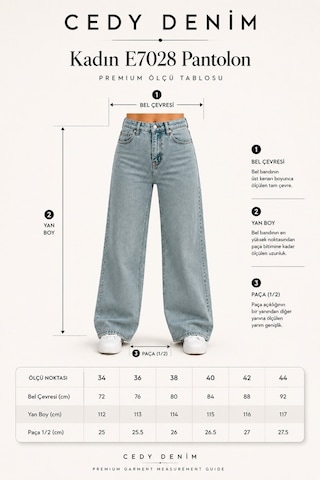 Cedy Denim Cedy Denım Kadın Vintage Straight Fit Yüksek Bel Likrasız Geniş Paça Kombin Jean Pantolon E7028 Yeşil