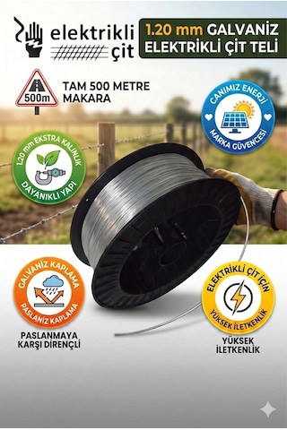 500 Mt Galvaniz Elektrikli Çit Teli 1.20 Mm Tek Makara Domuz Ve Ayı Teli 500 Mt Galvaniz Elektrikli Çit Teli 1.20 Mm Tek Makara Domuz Ve Ayı Teli