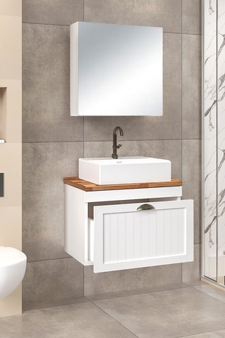 %100 Mdf 65 Cm Aren Banyo Dolabı Beyaz