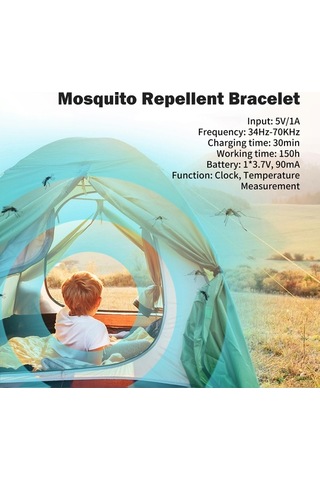 Novahub Çocuklar Ve Yetişkinler İçin Ultrasonik Sivrisinek Kovucu Bileklik - Saat Ve Sıcaklık Ölçer Fonksiyonlu