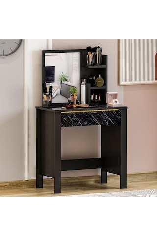 Gupse Makyaj Masası Siyah - Royal Mermer