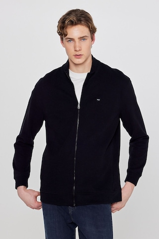 Wrangler Pamuklu Relaxed Fit Dik Yaka Fermuarlı Selanik Örgü Sweatshirt Siyah