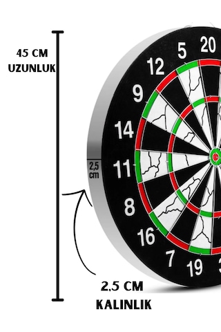 Profesyonel Büyük Boy Dart Seti 6 Oklu Çift Taraflı Kalın Dart Ta