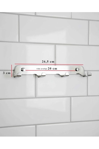 Askılık 4 Lü Yapışkanlı Ve Vidalı 1,2mm Ss201 Paslanmaz Çelik Renk Krom Çok Renkli