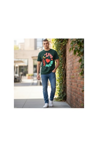 Urbantrendstore Unisex Anneler Günü Hediyesi Oversize Fit Rahat Geniş Salaş T-shirt Günlük Tişört Yeşil