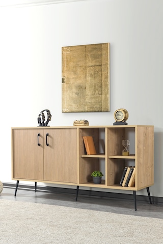 4610 Şile Metal Ayaklı Metal Kulplu 160 Cm Konsol - Yemek Odası Yunus-safir Yunus - Safir