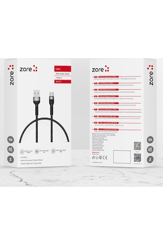 Shira Serisi Type-C Usb Kablo 30 Cm-Siyah
