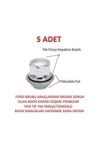Yok Yok Oto Ford Mondeo Bijon Somunu Krom Yüksüklü 5 Adet 19mm