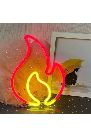 Duvara Asmalı Neon Alev Işık Çok Renkli