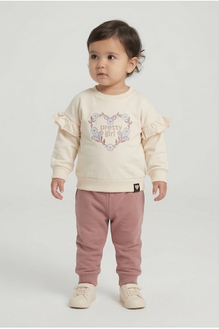Minipomes Kız Bebek İki İplik Prety Girl Eşofman Takım Pembe Pembe