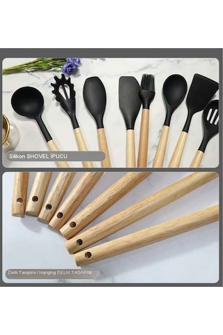 79124 12 Parça Silikon Mutfak Eşyaları Seti, Yapışmaz Ve Pratik Mor
