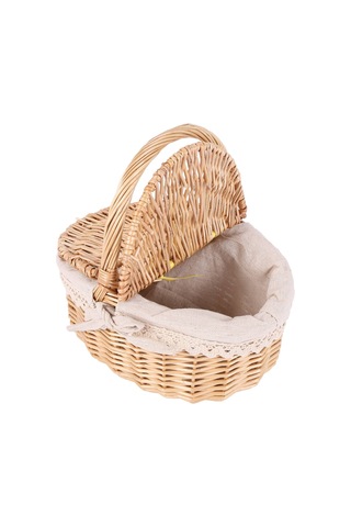 Xiaaokeji El Yapımı Saplı Hasır Sepet Hasır Kamp Piknik Sepeti Kapakları Kahverengi