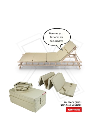 Xpermate Katlanır Şezlong Minderi Çantalı Cepli Foldpack 30x60x25