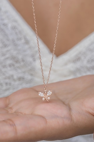 Nereze 925 Ayar Gümüş Rose Minik Yusufcuk Kolye