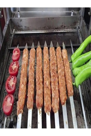 Bev Kitchen 6 Adet Profesyonel Metal Kıyma Şiş Adana-urfa-antep Kebap Şişi Gri