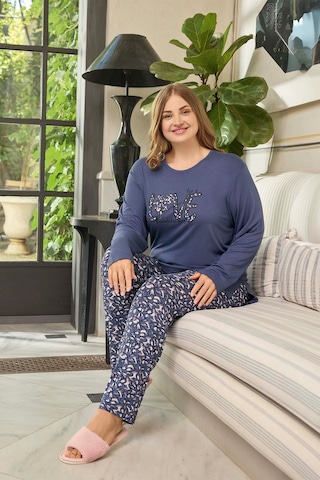 Aydoğan Kadın İnci Büyük Beden Love Ortanca Mor Pijama Takım 0656 Mor