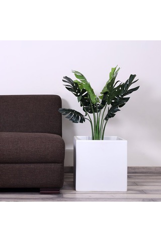 Mofiba Fiberglass Saksı Kare 35cm 35cm 35h Cm Beyaz