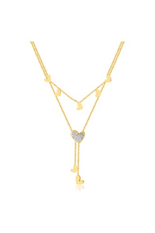 Sones Opk Gx2438 Paslanmaz Çelik Yığılmış Püskül Kalp Kolye Altın