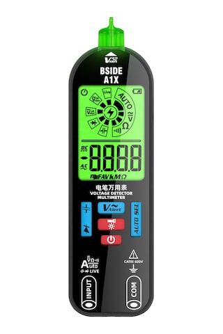 Geeksen Akıllı Isınma Koruma Dijital Multimetre, 400mah Li-pil İle Doğrudan Şarj, Lcd Ekran Yeşil-kırmızı Arka Işık, Otomatik Kapatma Ve El Feneri Fonksiyonu, Siyah + Saklama Çantası Siyah