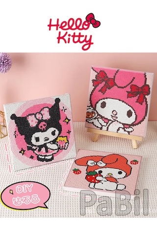 Dıy Kendin Yap Hello Kitty Kuromi Elmas Boyama Seti 15x15 - 2