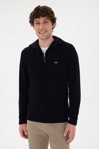U.S. Polo Assn. Erkek Regular Fit Yarım Fermuarlı Lacivert Kazak 50297047-VR033