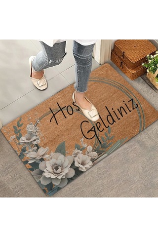 Valerine Life Beyaz Su Zambağı Hoş Geldiniz Kapı Önü Paspası 45x70cm