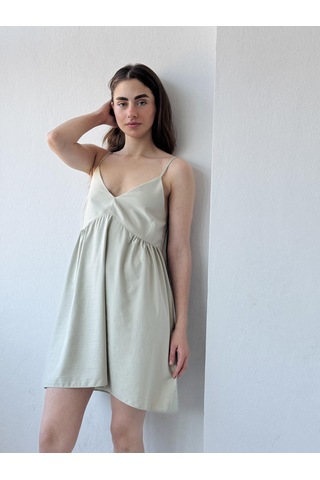 Retrobird Tasarım June Askılı Mini Elbise Kadın Su Yeşili-13909 Su Yeşili