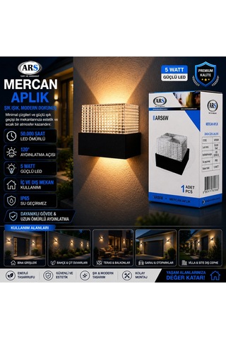 Ip66 50.000 Saat Led Ömrü 5w Mercan Led Aplik Duvar Lambası Ars-348957 5047 Altın - Beyaz