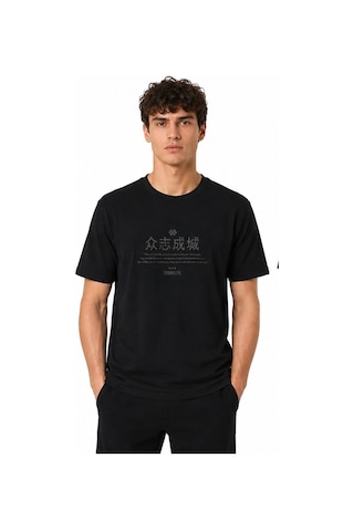 TOMMYLIFE Tommy Life Basic Erkek Tshirt Bisiklet Yaka Siyah 88506