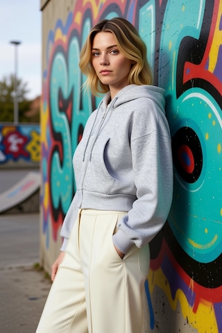 Benerly Kadın Kapüşonlu Düşük Kol Fermuarlı Örme Sweatshirt Fonksiyonel D Gri Melanj