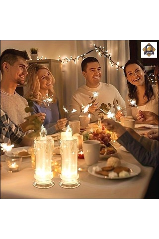 Vkemall 4'lü Paket Elektronik Mum Işıklı Gece Lambası - Romantik Yatak Odası Ve Masaüstü Dekoratif Ambiyans Aydınlatması Beyaz