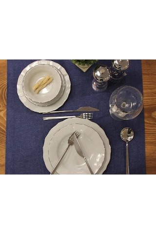 Porland Wavy Platin 60 Parça Yemek Takımı Platin