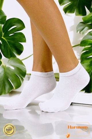 Harmony Collectıon Bambu Kadın Beyaz Patik 6 Çift Özel Kutulu Burun Dikişsiz, Premıum Socks Siyah Beyaz