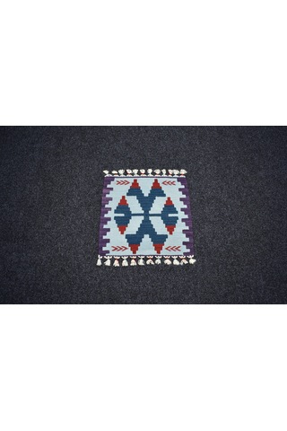 Zehra Abla Halı Yeni El Dokuma Kare Köşe Sandalye Minderi Pınarbaşı Kayseri Yün Kilim 7108 Çok Renkli