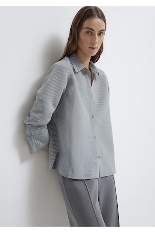 Mavi - Tencel Liyosel Karışımlı Çizgili Gömlek 1211374-88069 Yeşil