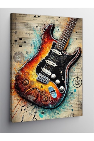Kanvas Tablo Soyut Elektro Gitar Ve Sanat 50cmx70cm