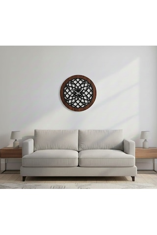Nexus Modern Ahşap Duvar Saati Dekorasyon 45 Cm Ceviz - Siyah Renk Siyah Ceviz