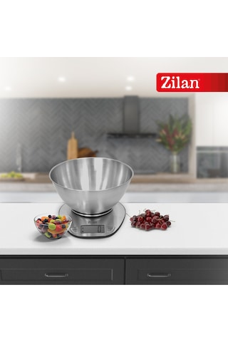 Zln2960 Dijital Mutfak Tartısı 5 Kg 1 Gr Hassasiyet Paslanmaz Çelik Yüzey Pil Dahil Gri - Inox