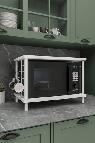 Mikrodalga Dolabı Beyaz B.d, Baharatlık, Iki Raflı Düzenleyici, Tezgah Üstü Raf Beyaz