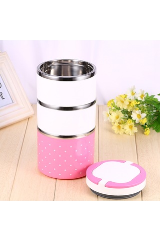 3 Katmanlı Yalıtımlı Paslanmaz Çelik Termal Öğle Yemeği Kutusu, Sıcak Yiyecekler İçin Gıda Kabı Çok Renkli