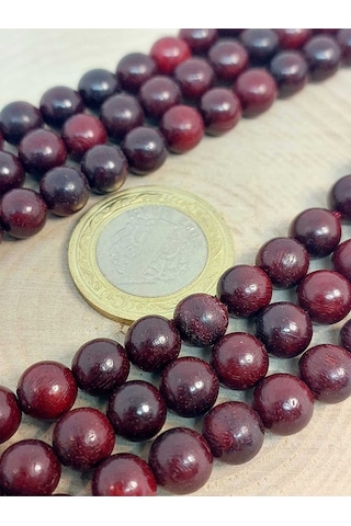 Bileklik Boy Ud Ağacı Ahşap Yarım Dizi 8mm 45264 18cm Uzunluğundadır Çok Renkli