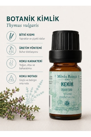 Minia Bahçe Bitki Ve Sanat Atölyesi Saf ve Katkısız Bitkisel Uçucu Kekik Yağı 10 ML