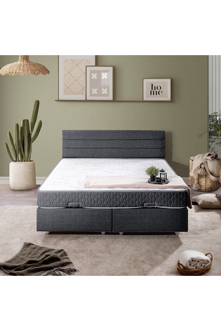 Sofia Çift Kişilik Baza Başlık Letto Yatak Seti - Antrasit 150 x 200
