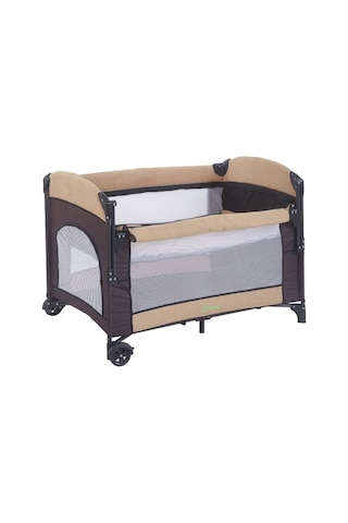 Mastic Anne Yanı Park Yatak Sallanır Oyun Parkı Cibinlikli Yatak Hediyeli 70x110 Cm Bej