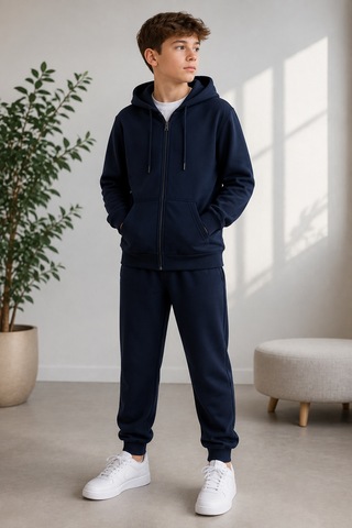 Beniizle Kapüşonlu Unisex Çocuk Eşofman Takımı Lacivert